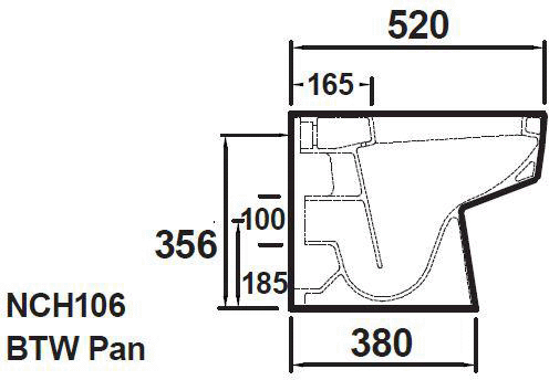 Technical image of Nuie Bliss Back To Wall Toilet Pan With Seat, Basin & Semi Pedestal.