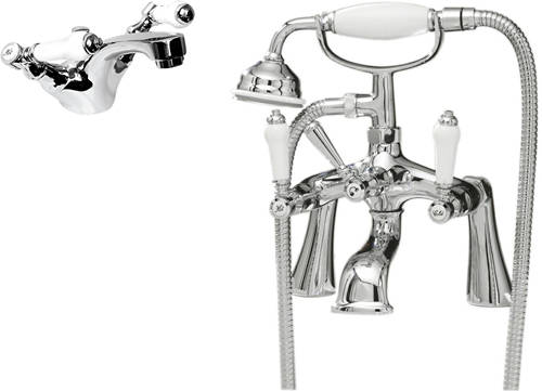 Larger image of Ultra Bloomsbury Mono Basin & Bath Shower Mixer Tap Pack (Chrome).