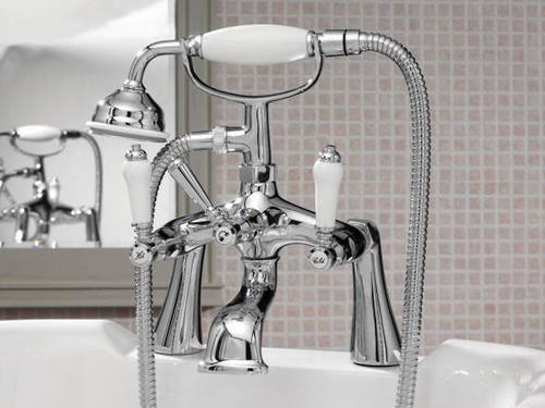 Example image of Ultra Bloomsbury Mono Basin & Bath Shower Mixer Tap Pack (Chrome).