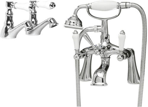 Larger image of Ultra Bloomsbury Basin & Bath Shower Mixer Tap Pack (Chrome).