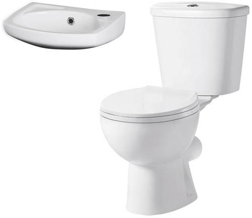 Larger image of Premier Brisbane Toilet & 350mm Wall Hung Basin Pack.