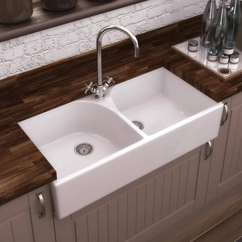 Larger image of Ultra Butler Sinks Athlone Double Butler Sink 220x795x500mm (1 Hole).