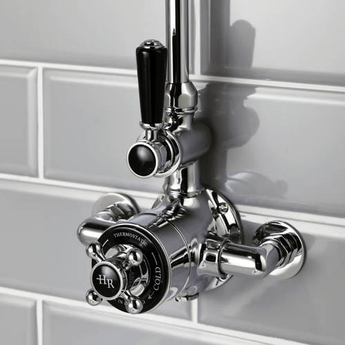 Hudson Reed Men's Black Topaz Thermostatic Shower Valve With Handle (1 Way). Size 1