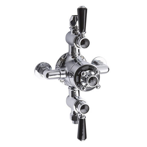 Hudson Reed Men's Black Topaz Thermostatic Shower Valve With Handles (2 Way). Size 2