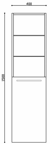 Technical image of Ultra Glide Wall Hung Bathroom Storage Cabinet (Walnut).