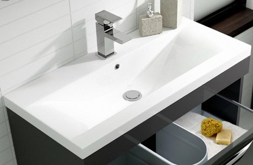 Example image of Hudson Reed Memoir 600mm Vanity Unit & 122 Basin (Grey).