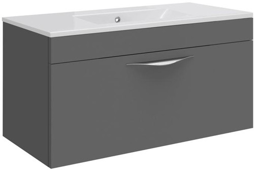 Larger image of Hudson Reed Memoir 800 Wall Hung Vanity Unit & 121 Basin (Grey).