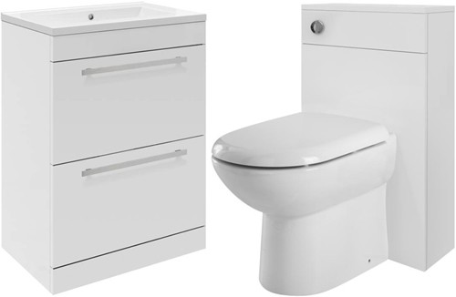 Larger image of Ultra Design 600mm Vanity Unit Suite With BTW Unit, Pan & Seat (White).