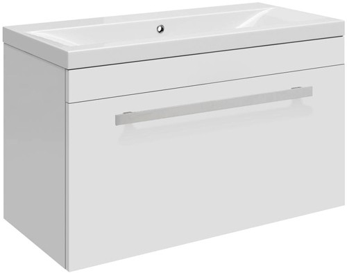 Larger image of Ultra Design Wall Hung Vanity Unit With Option 1 Basin (White). 594x399mm.