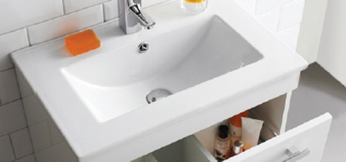 Example image of Ultra Design Wall Hung Vanity Unit With Option 1 Basin (White). 594x399mm.
