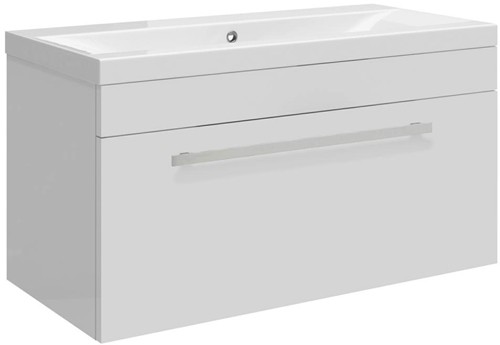Larger image of Ultra Design Wall Hung Vanity Unit With Option 2 Basin (White). 794x399mm.