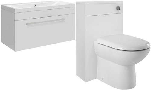 Larger image of Ultra Design 800mm Vanity Unit Suite With BTW Unit, Pan & Seat (White).