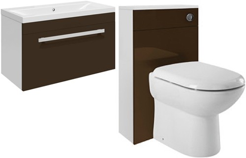 Larger image of Ultra Design 600mm Vanity Unit Suite With BTW Unit, Pan & Seat (Brown).