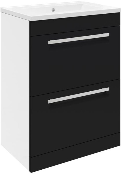 Larger image of Ultra Design Vanity Unit With Option 1 Basin (Black). 594x800mm.