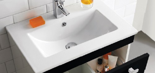 Example image of Ultra Design Vanity Unit With Option 1 Basin (Black). 594x800mm.