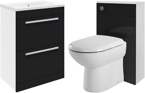 Larger image of Ultra Design 600mm Vanity Unit Suite With BTW Unit, Pan & Seat (Black).