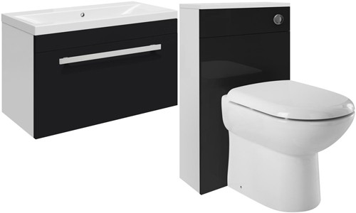 Larger image of Ultra Design 600mm Vanity Unit Suite With BTW Unit, Pan & Seat (Black).