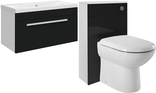 Larger image of Ultra Design 800mm Vanity Unit Suite With BTW Unit, Pan & Seat (Black).