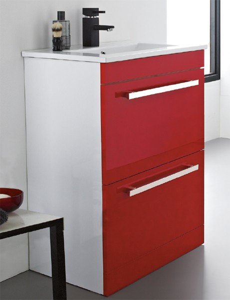 Example image of Ultra Design Vanity Unit With Option 1 Basin (Red). 594x800mm.