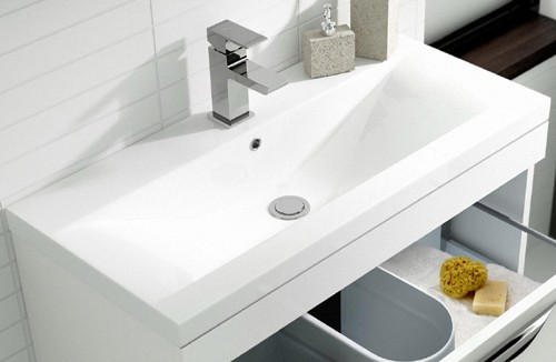 Example image of Hudson Reed Memoir 600mm Vanity Unit & 122 Basin (White).