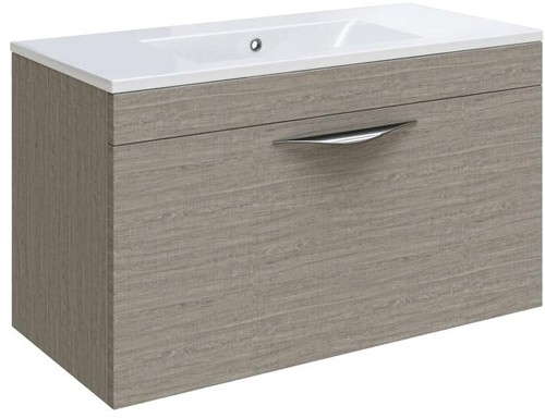 Larger image of Hudson Reed Memoir 600 Wall Hung Vanity Unit & 120 Basin (Blonde Oak).