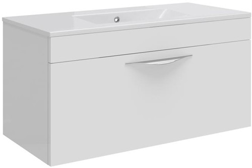 Larger image of Hudson Reed Memoir 800 Wall Hung Vanity Unit & 123 Basin (White).