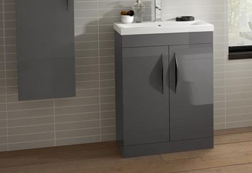 Example image of Hudson Reed Memoir 600 Vanity Unit With Doors & 120 Basin (Grey).