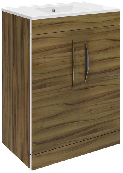 Larger image of Hudson Reed Memoir 600mm Vanity Unit With Doors & 120 Basin (Walnut).