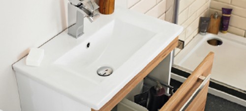 Example image of Ultra Design Vanity Unit With Option 1 Basin (Walnut). 594x800mm.