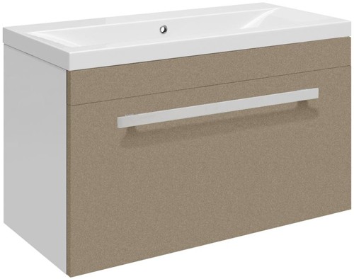 Larger image of Ultra Design Wall Hung Vanity Unit With Option 1 Basin (Caramel). 594x399.