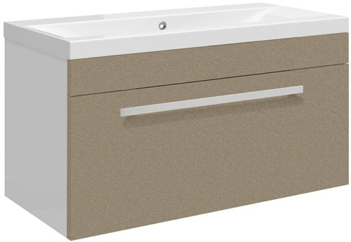 Larger image of Ultra Design Wall Hung Vanity Unit With Option 2 Basin (Caramel). 794x399.