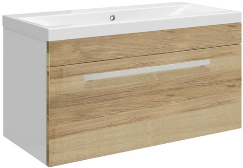 Larger image of Ultra Design Wall Hung Vanity Unit With Option 2 Basin (Walnut). 794x399.
