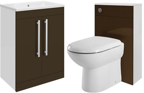 Larger image of Ultra Design 600mm Vanity Unit Suite With BTW Unit, Pan & Seat (Brown).