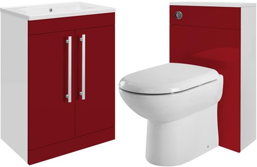 Larger image of Ultra Design 600mm Vanity Unit Suite With BTW Unit, Pan & Seat (Red).