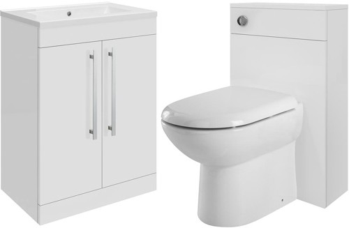 Larger image of Ultra Design 600mm Vanity Unit Suite With BTW Unit, Pan & Seat (White).