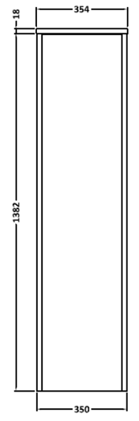 Technical image of Hudson Reed Horizon 350mm Tall Wall Hung Cupboard Unit (Mid Oak).