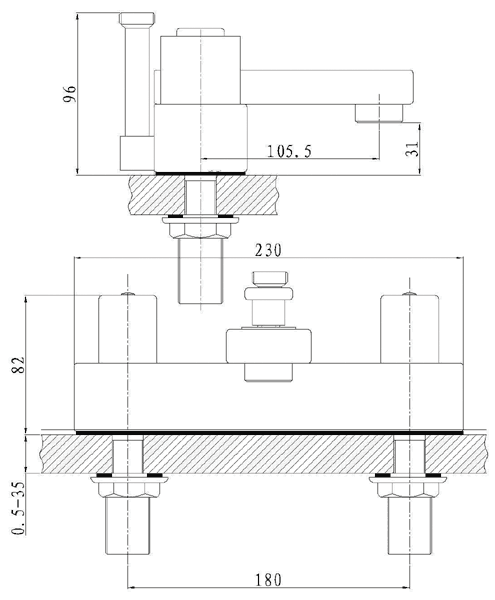 Technical image of Hudson Reed Carmen Bath Shower Mixer With Shower Kit And Bracket.