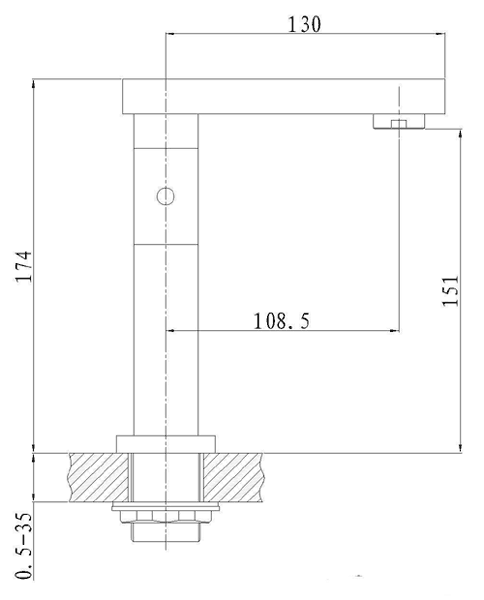 Technical image of Hudson Reed Carmen Mono Basin Mixer With Free Push Button Basin Waste.