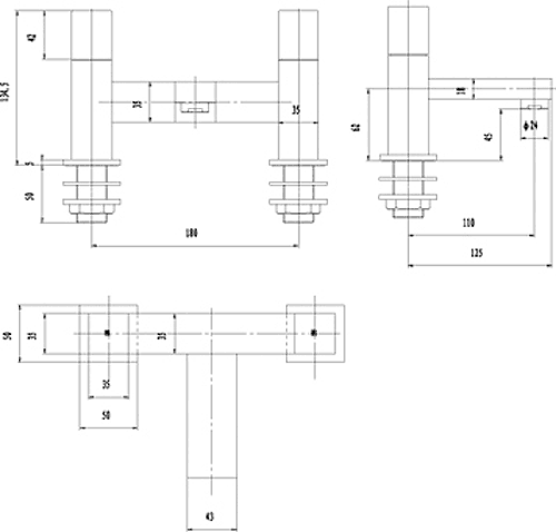 Technical image of Hudson Reed Carmen Bath Filler Tap (Chrome).