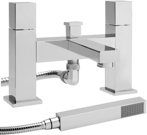 Larger image of Hudson Reed Carmen Bath Shower Mixer Tap With Shower Kit & Wall Bracket.