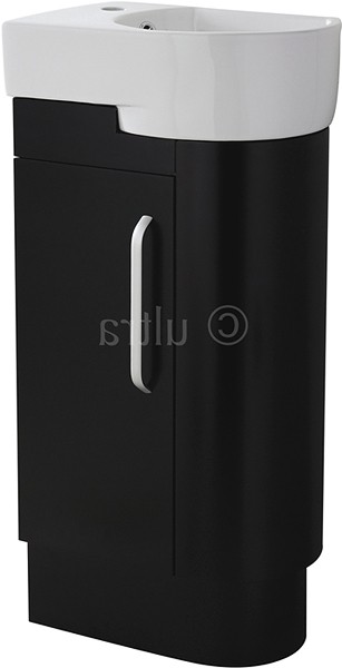 Larger image of Ultra Carlton Cloakroom Vanity Unit (Right Handed, Black). 410x850x270mm.