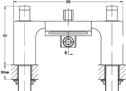 Technical image of Hudson Reed Carma Waterfall Basin & Bath Shower Mixer Tap Set.