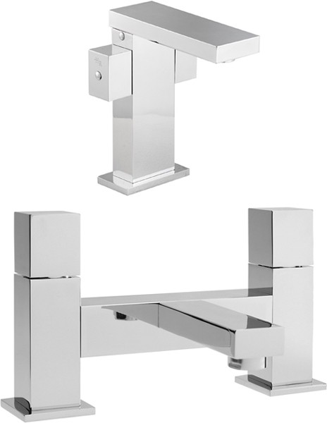 Larger image of Hudson Reed Carmen Basin Mixer & Bath Filler Tap Set (Chrome).