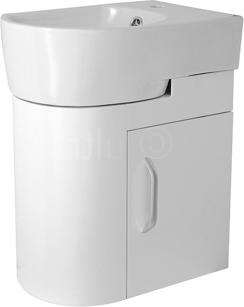 Larger image of Ultra Carlton Wall Hung Cloakroom Vanity Unit (Left Hand, White). 410x500mm.