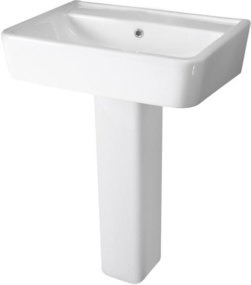 Larger image of Hudson Reed Ceramics Basin & Full Pedestal (1 Tap Hole, 600mm).