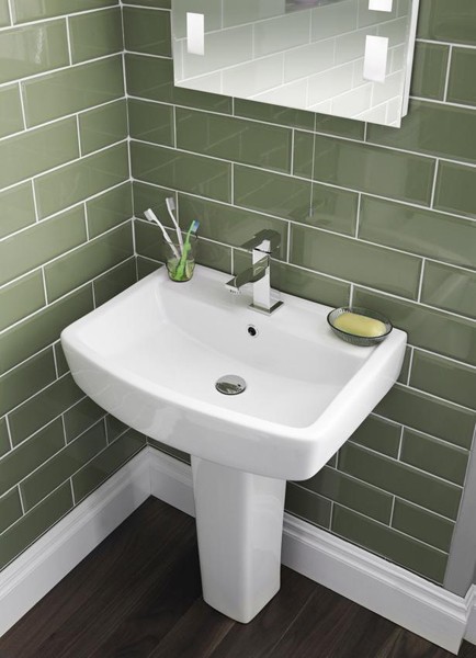 Example image of Hudson Reed Ceramics Basin & Full Pedestal (1 Tap Hole, 520mm).