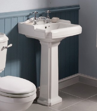 Larger image of Ultra Beresford Traditional Basin & Full Pedestal (2 Tap Holes).