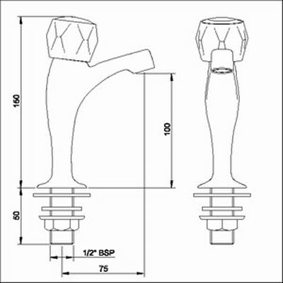 Technical image of Kitchen High neck sink taps (pair)