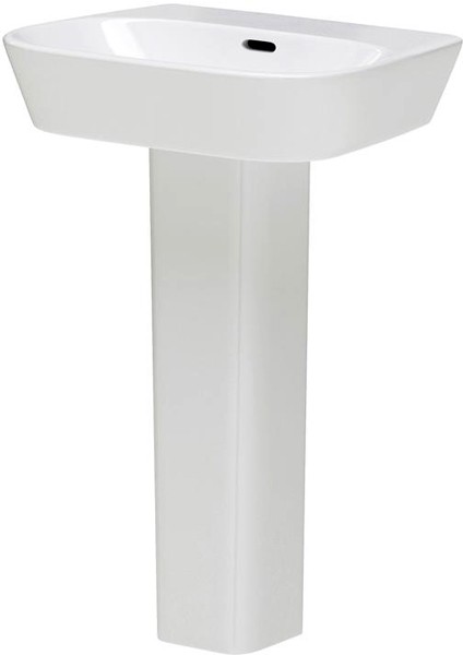 Larger image of Hudson Reed Ceramics Basin & Full Pedestal (1 Tap Hole, 600mm).