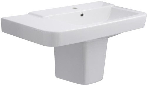 Larger image of Hudson Reed Ceramics Basin & Semi Pedestal (1 Tap Hole, 850mm).